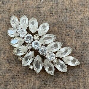 Elegant Silver Crystal Brooch